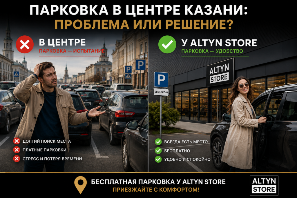 Бесплатная парковка у Алтына в Казани: как приехать за электроникой без стресса — купить в Altyn Store